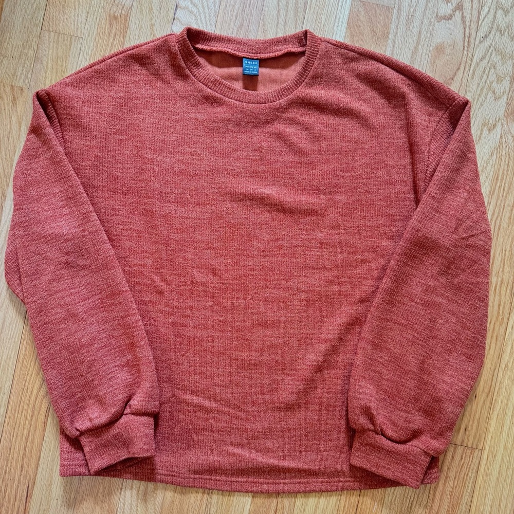 SHEIN Burnt Orange Crewneck Sweater
